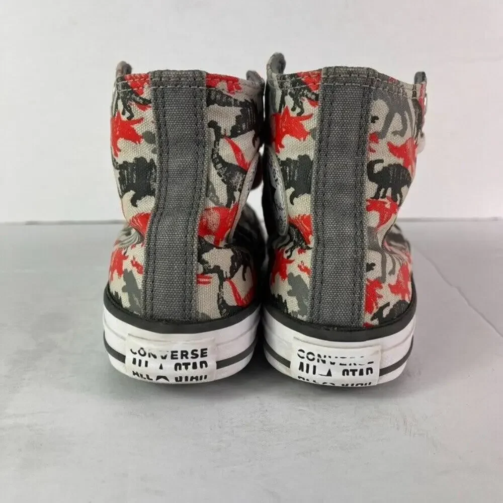 Converse Sneaker kid Sz2 Chuck Taylor All Star HI Poppy Glow Dinosaurs 671598F